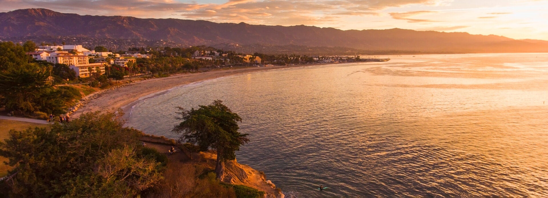 aerial view of Leadbetter Point at sunrise, Santa Barbara, Calif